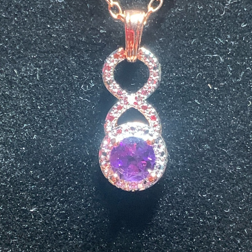 Unbranded Gold-Tone Pendant Necklace with African Amethyst & Diamond
